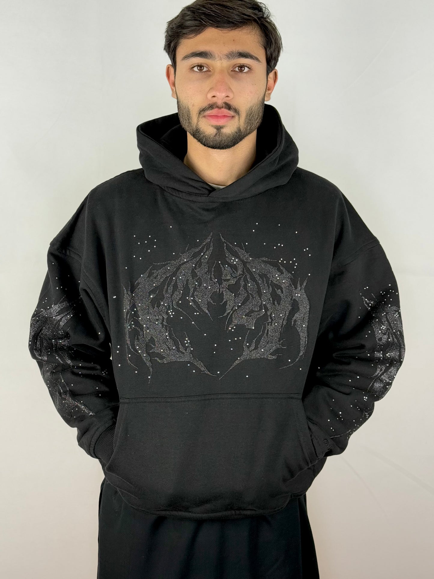 Rhinestone Hoodie Black