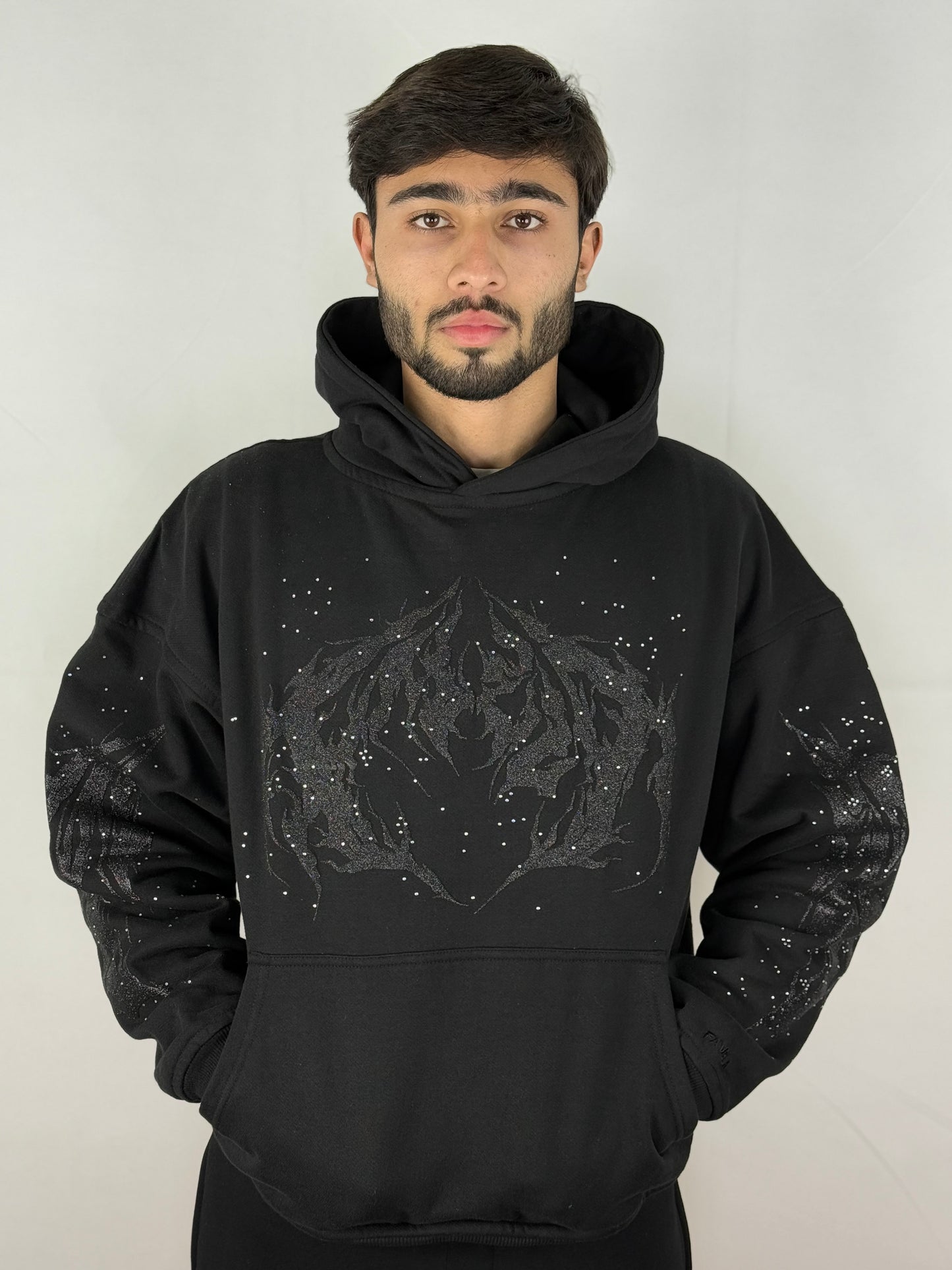 Rhinestone Hoodie Black