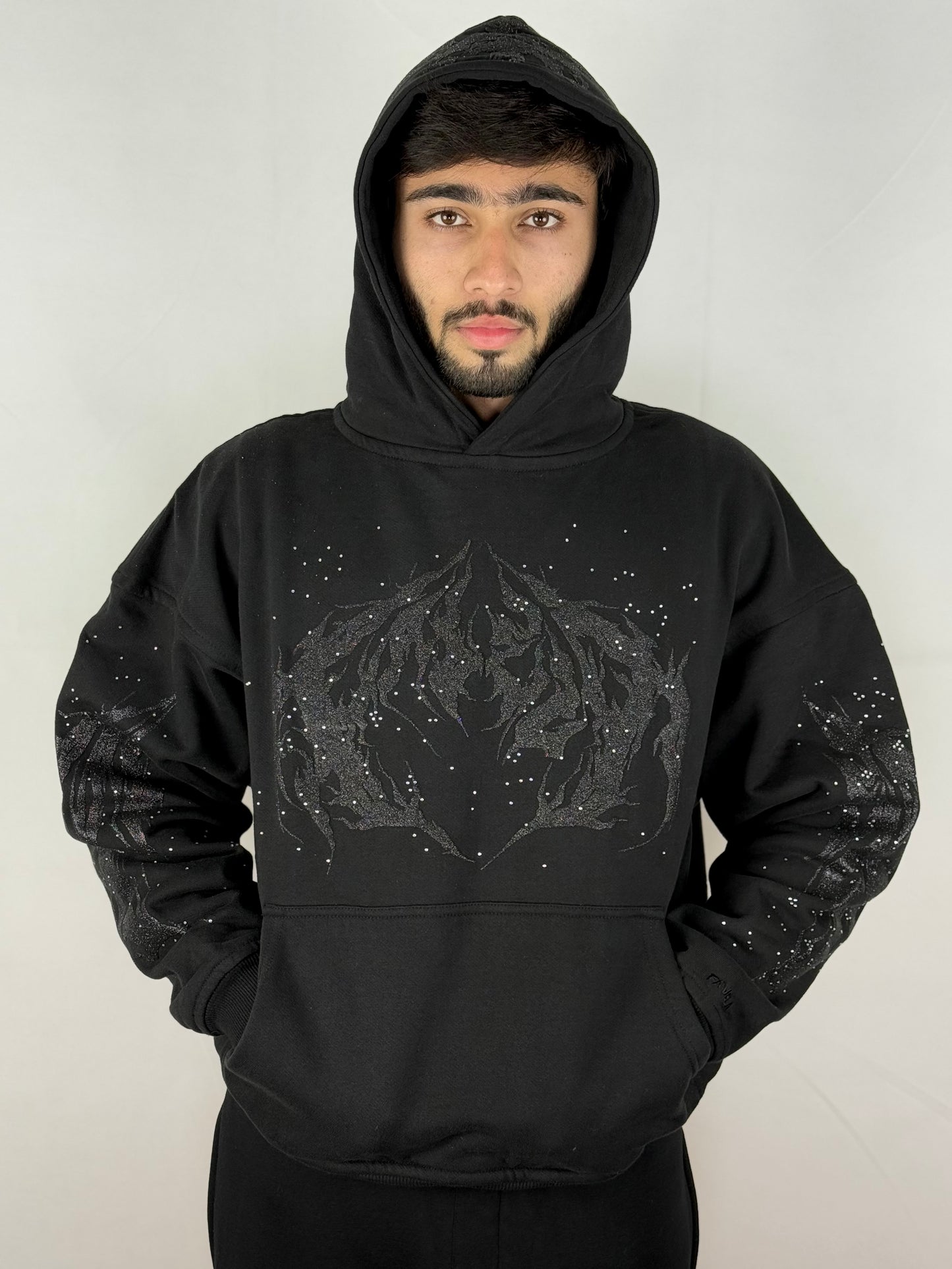 Rhinestone Hoodie Black