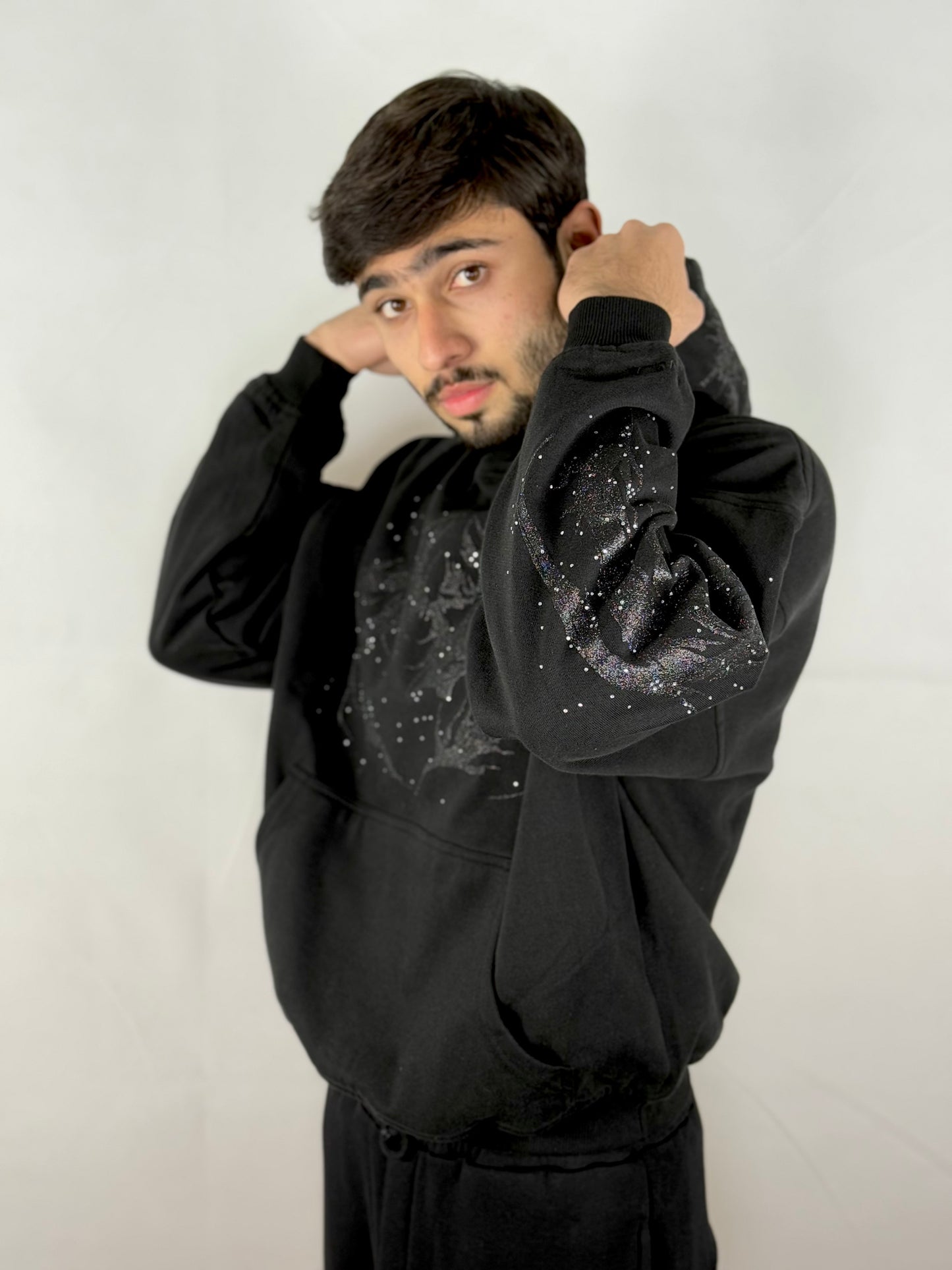 Rhinestone Hoodie Black