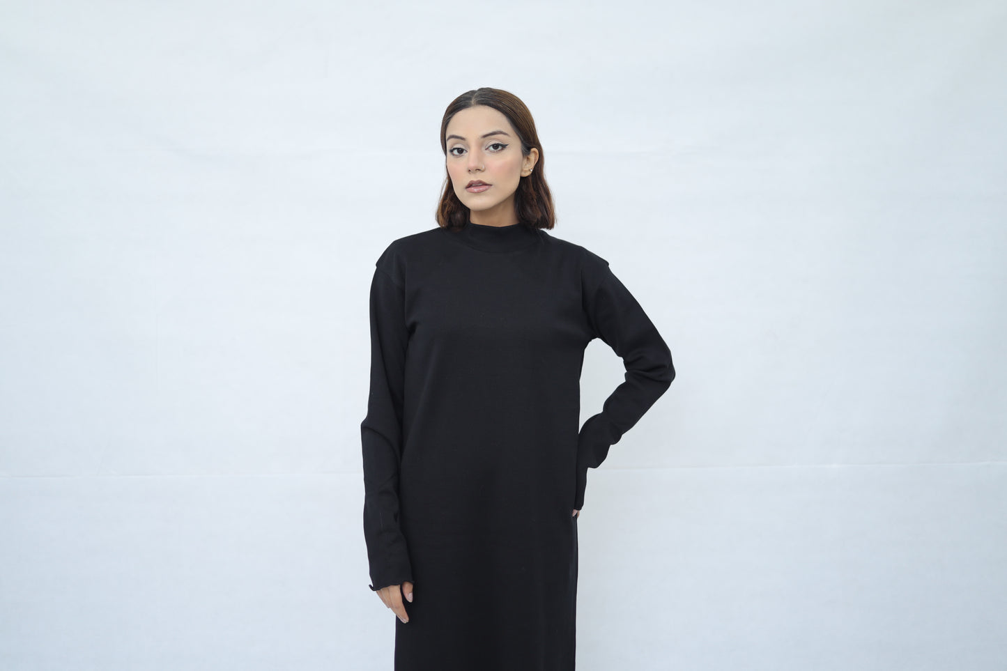 Mockneck Long Knitted Dress