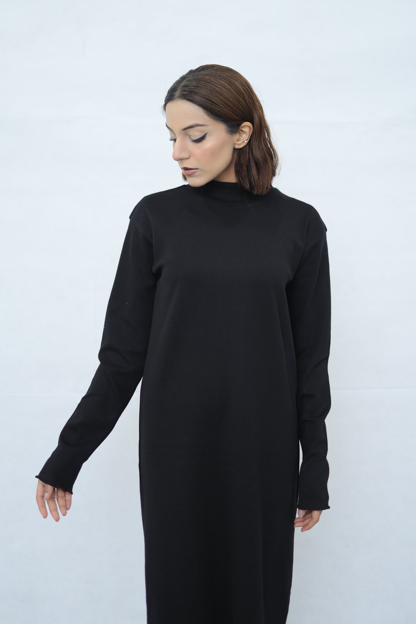 Mockneck Long Knitted Dress