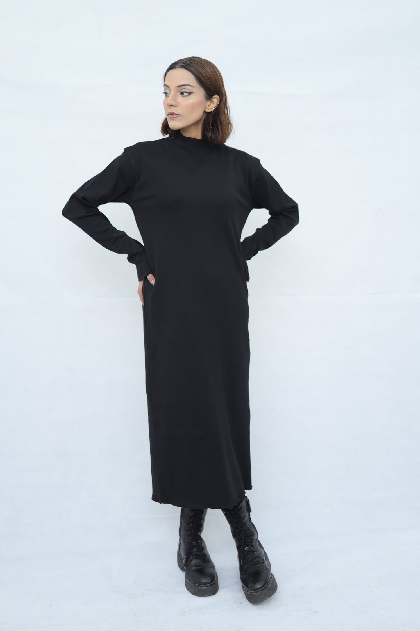 Mockneck Long Knitted Dress