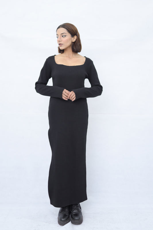 Women's One Side Slit Knitted Long Dress