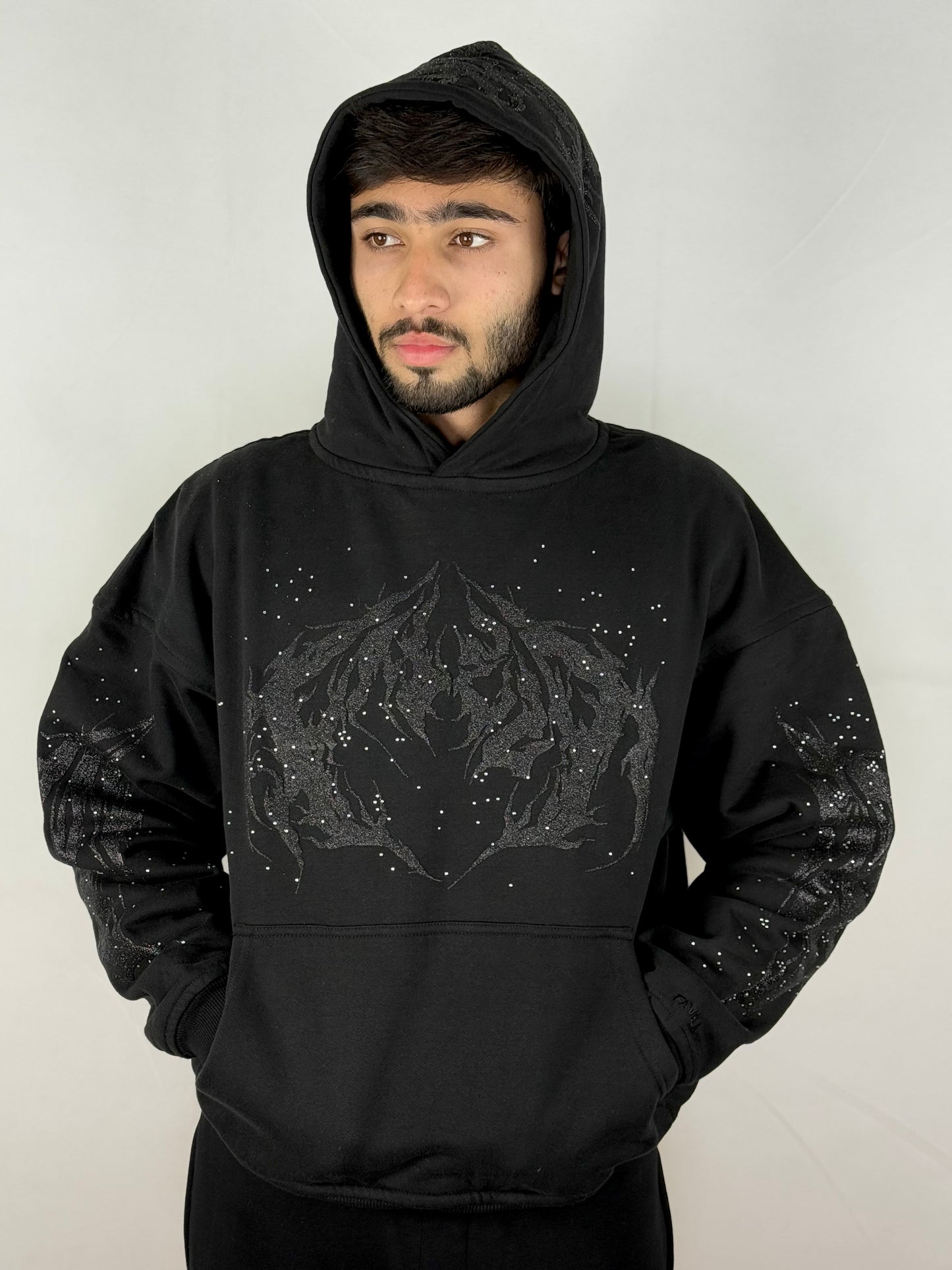 Rhinestone Hoodie Black