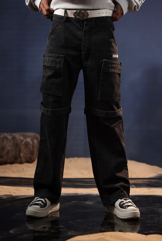 Black Washed Cargo Trouser