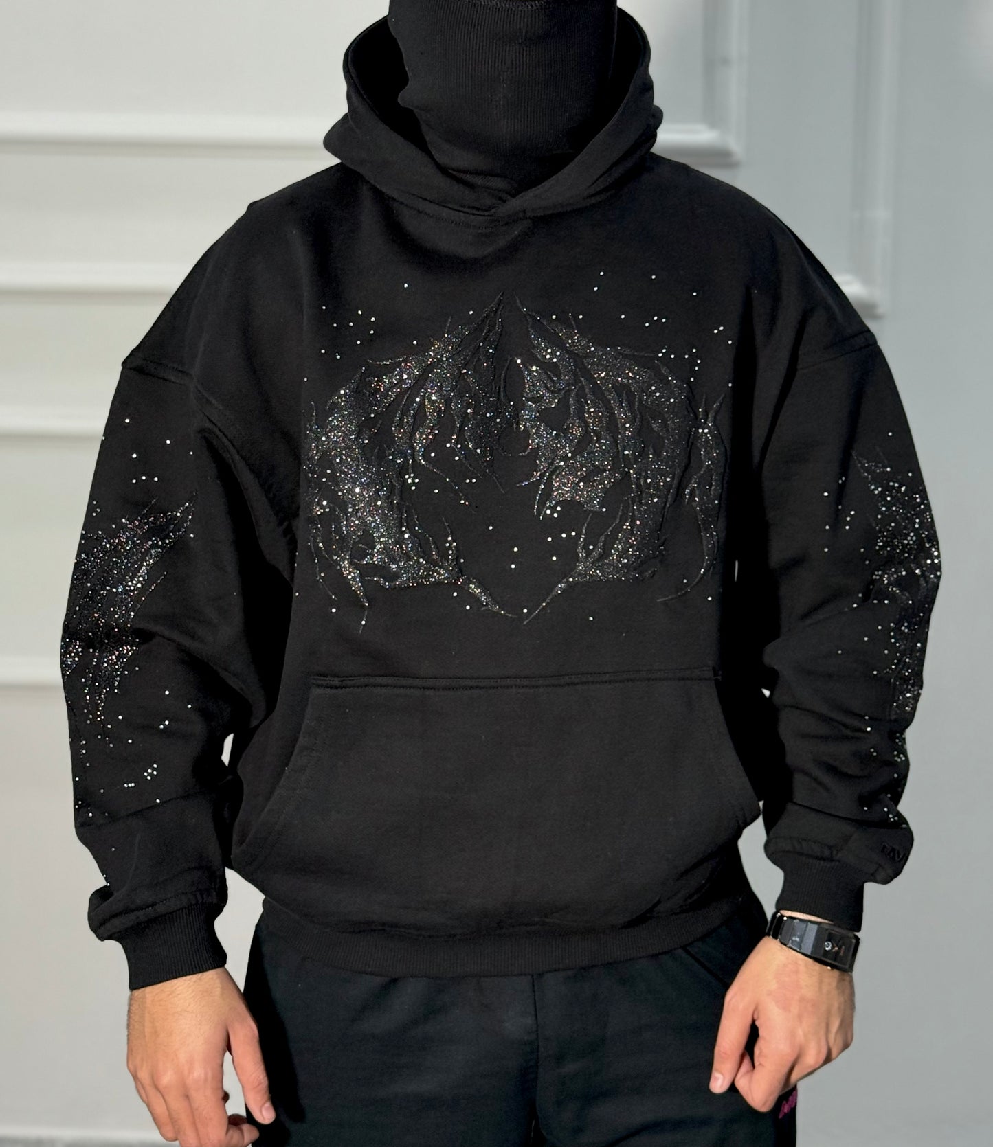 Rhinestone Hoodie Black