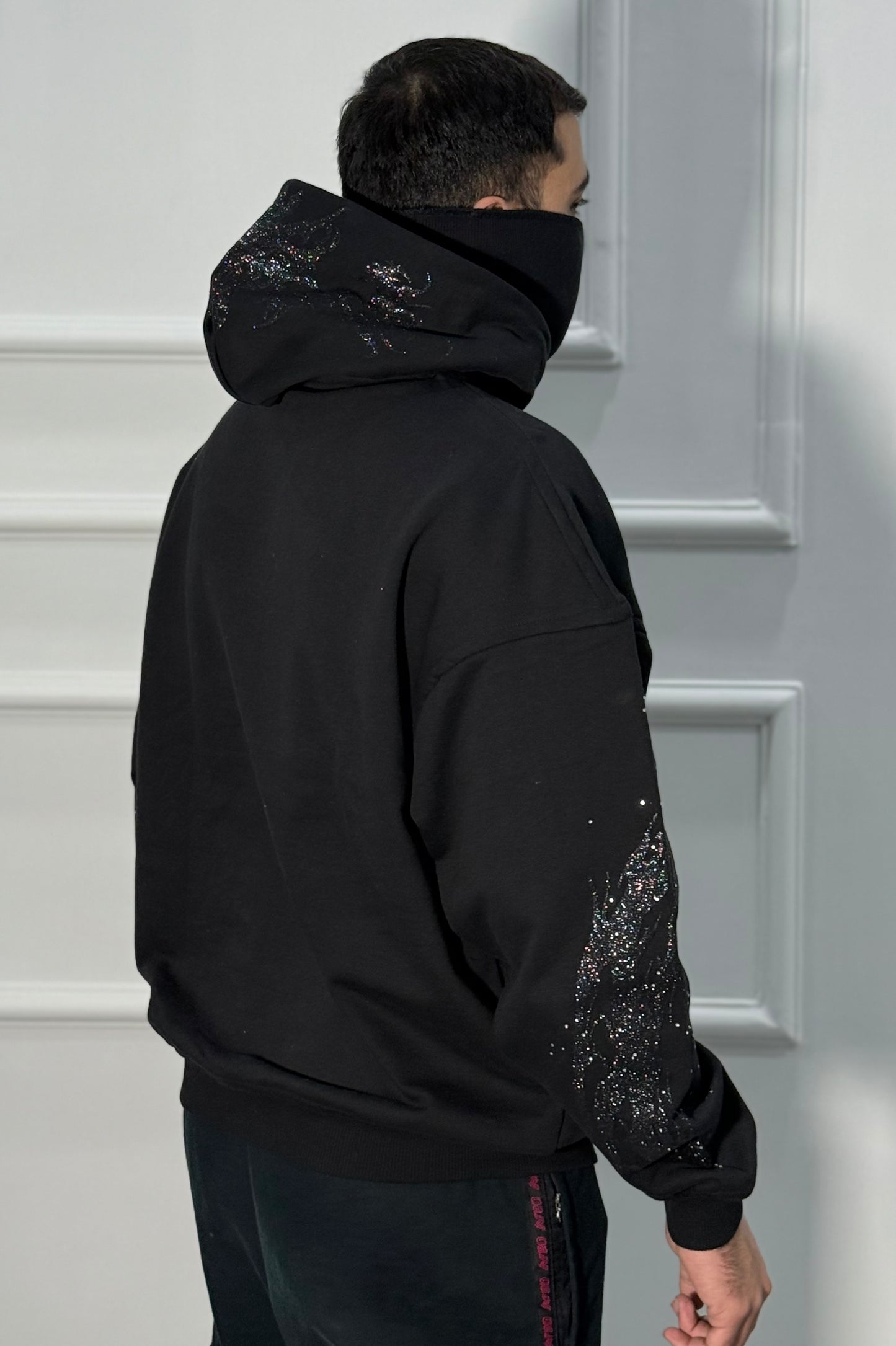 Rhinestone Hoodie Black