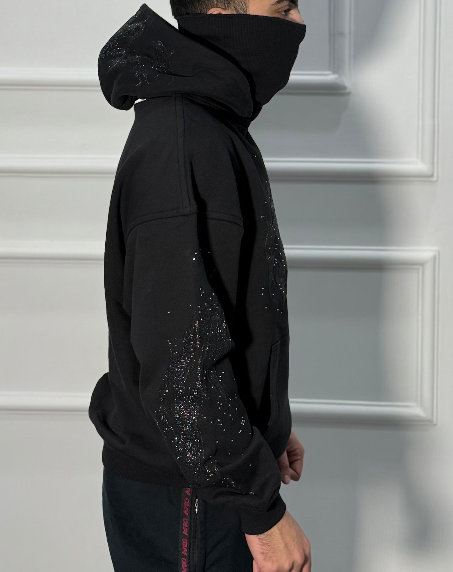 Rhinestone Hoodie Black