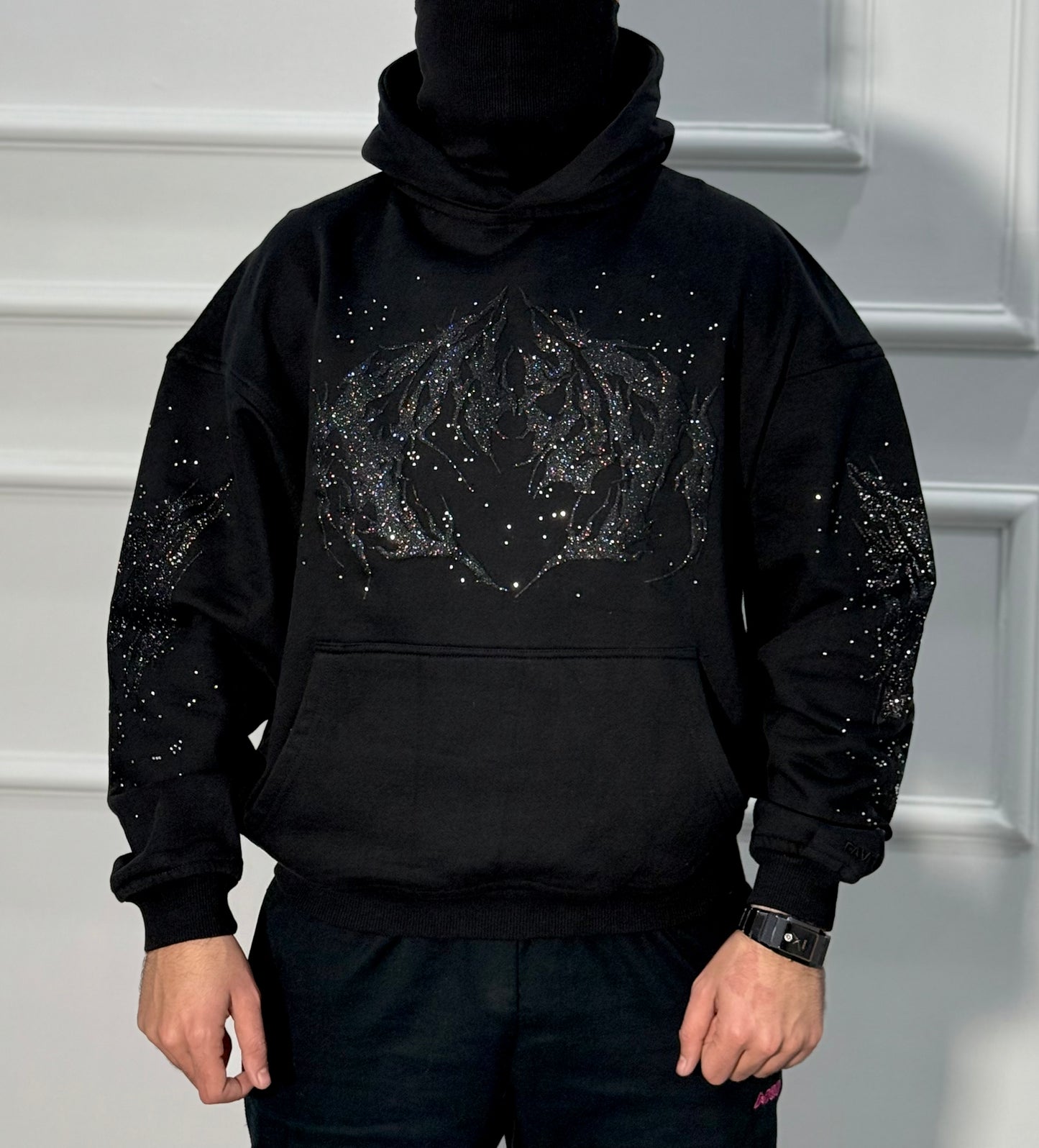 Rhinestone Hoodie Black