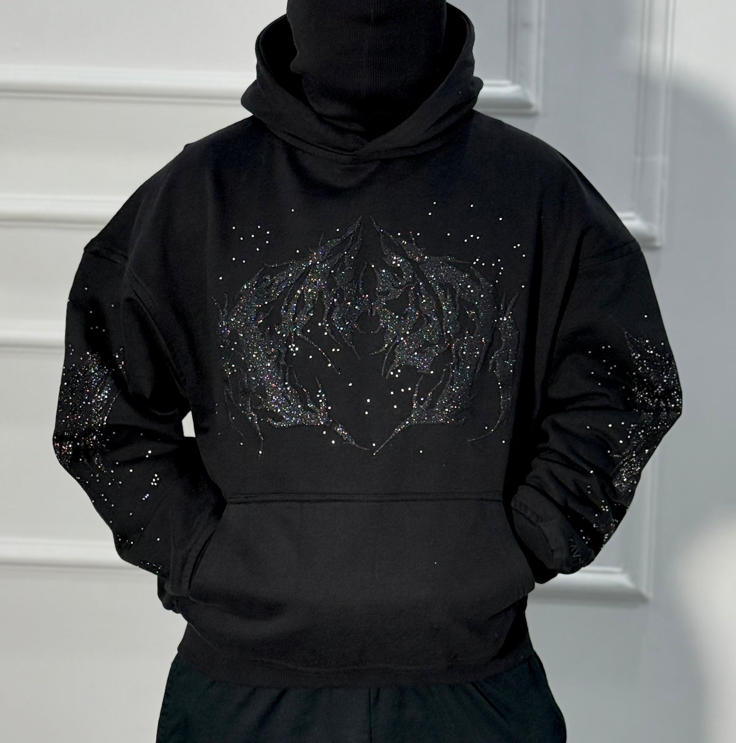 Rhinestone Hoodie Black