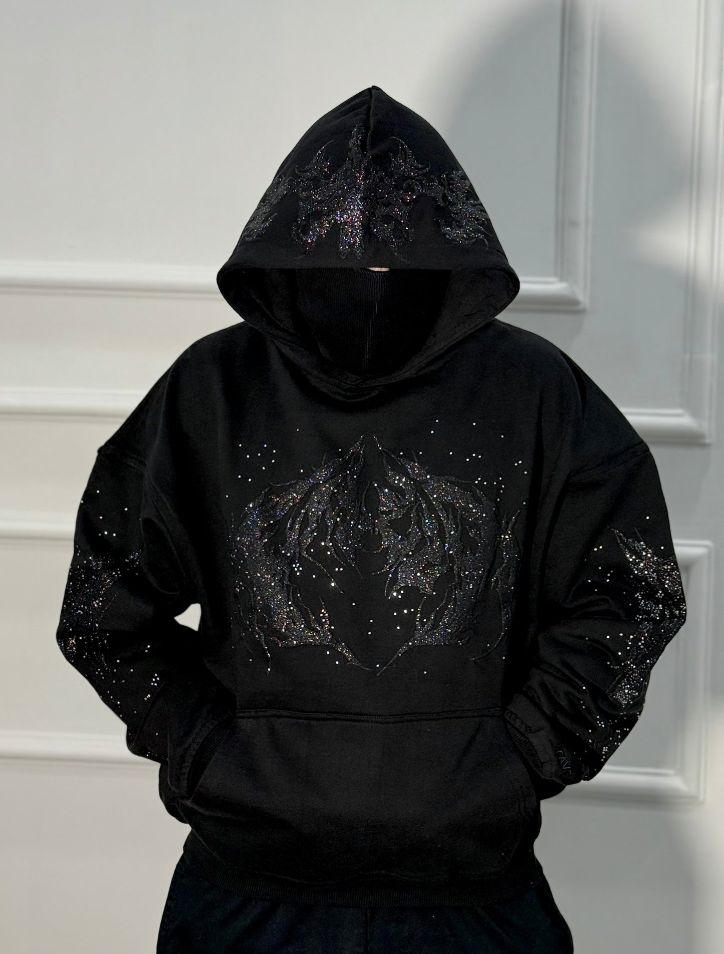 Rhinestone Hoodie Black