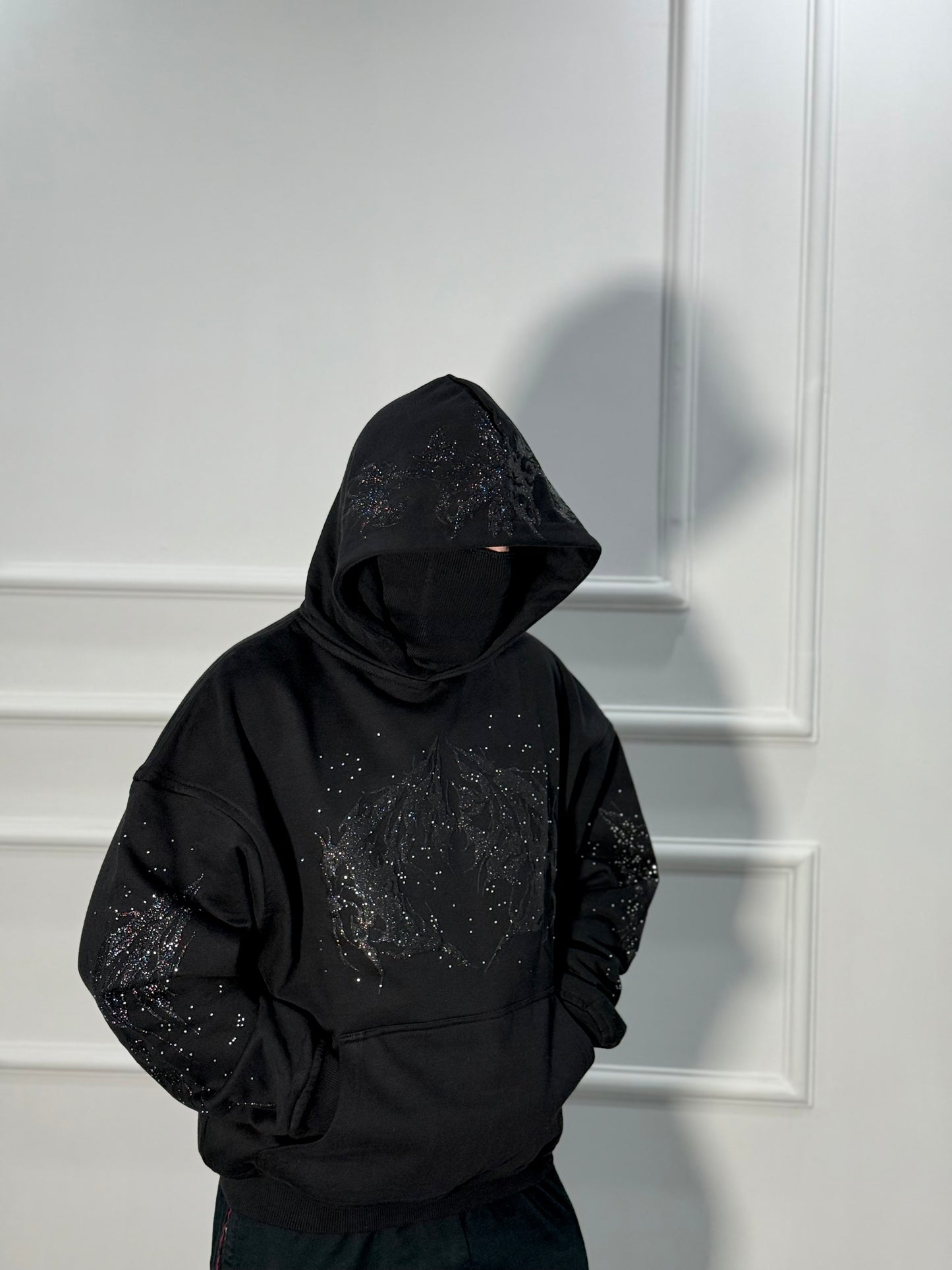 Rhinestone Hoodie Black