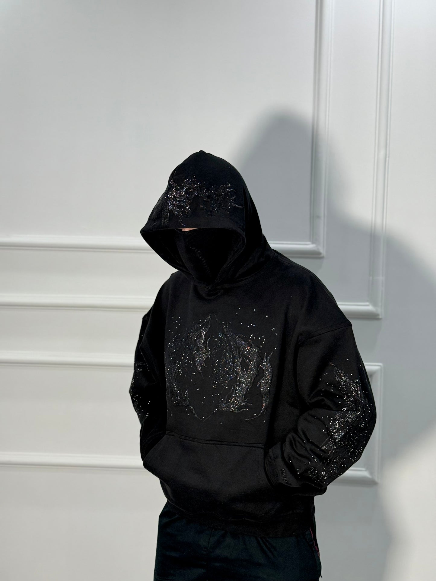 Rhinestone Hoodie Black