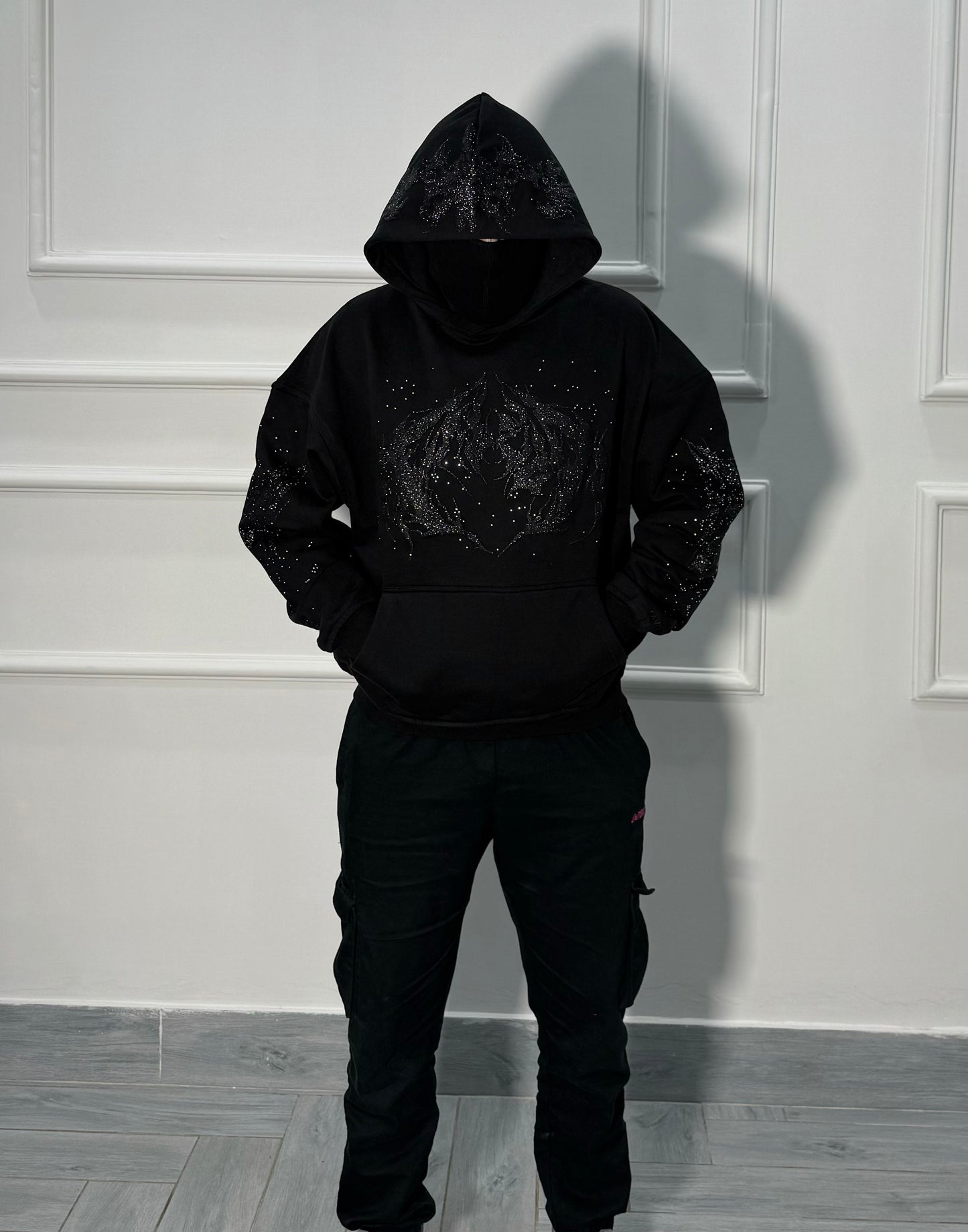 Rhinestone Hoodie Black